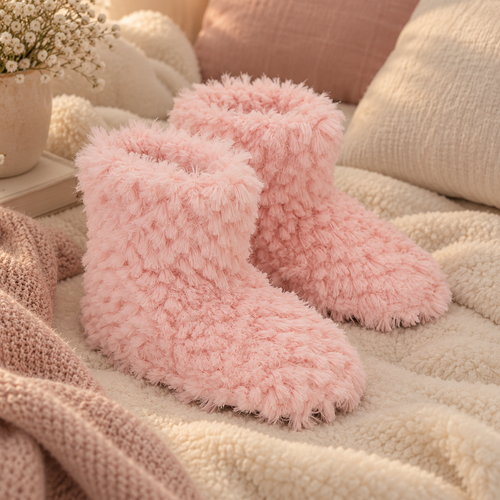 Botinha Pantufa Amara felpuda rosa