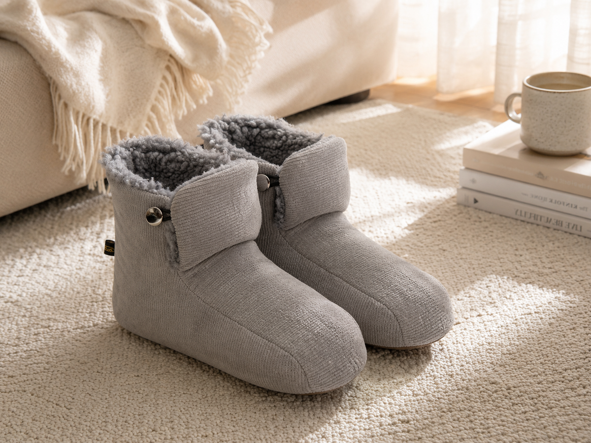Botinha Kai veludo cotelê  cinza pantufa bota Artema