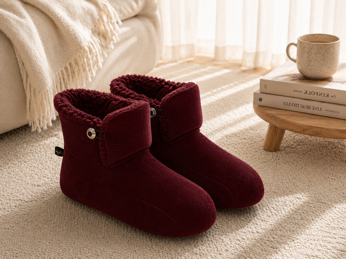 Botinha Kai veludo cotelê bordô pantufa bota Artema