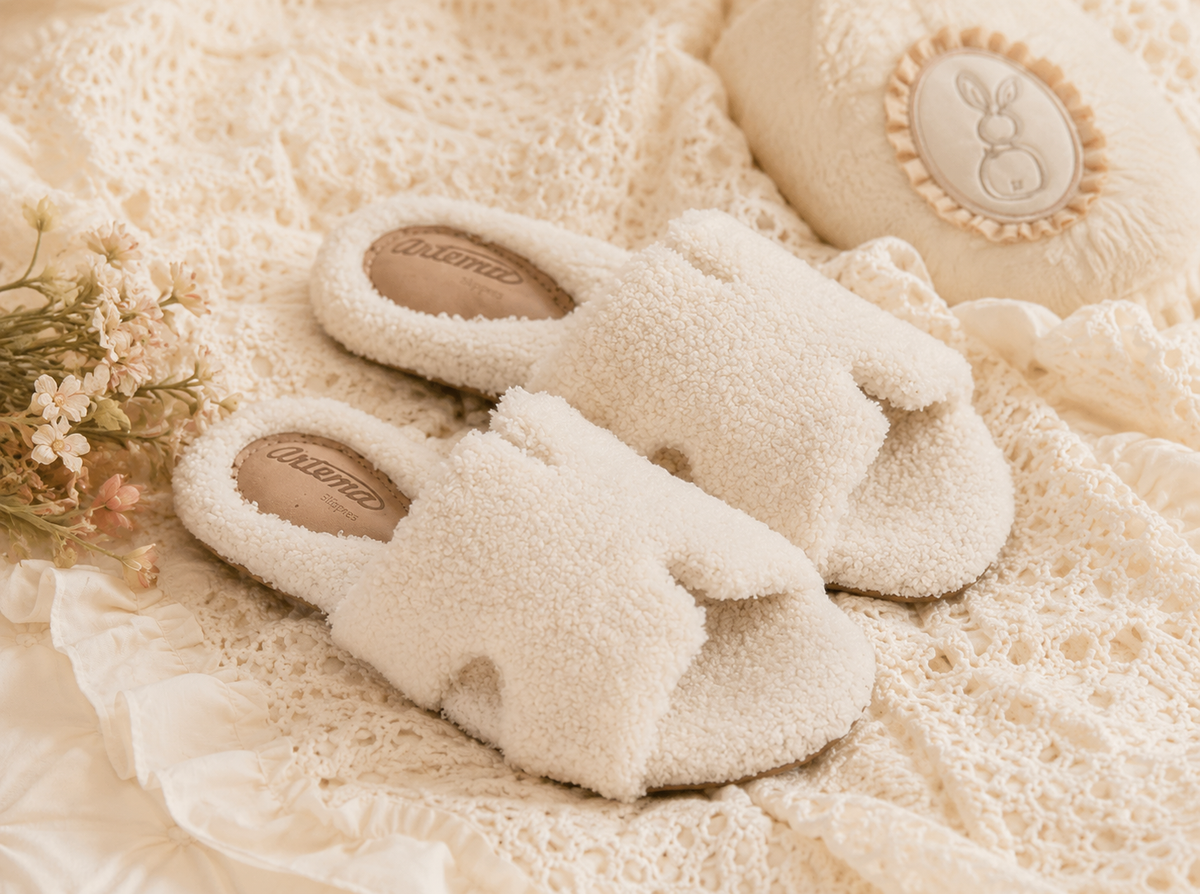 Pantufa Alice branco felpudo Artema