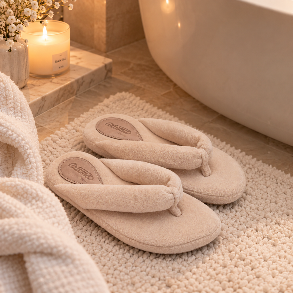 Pantufa Francesca plush bege Artema