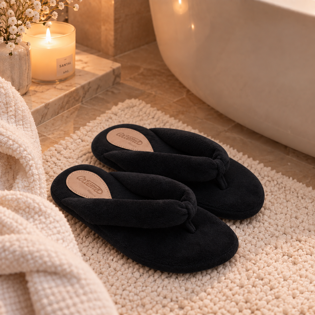 Pantufa Francesca plush preto Artema