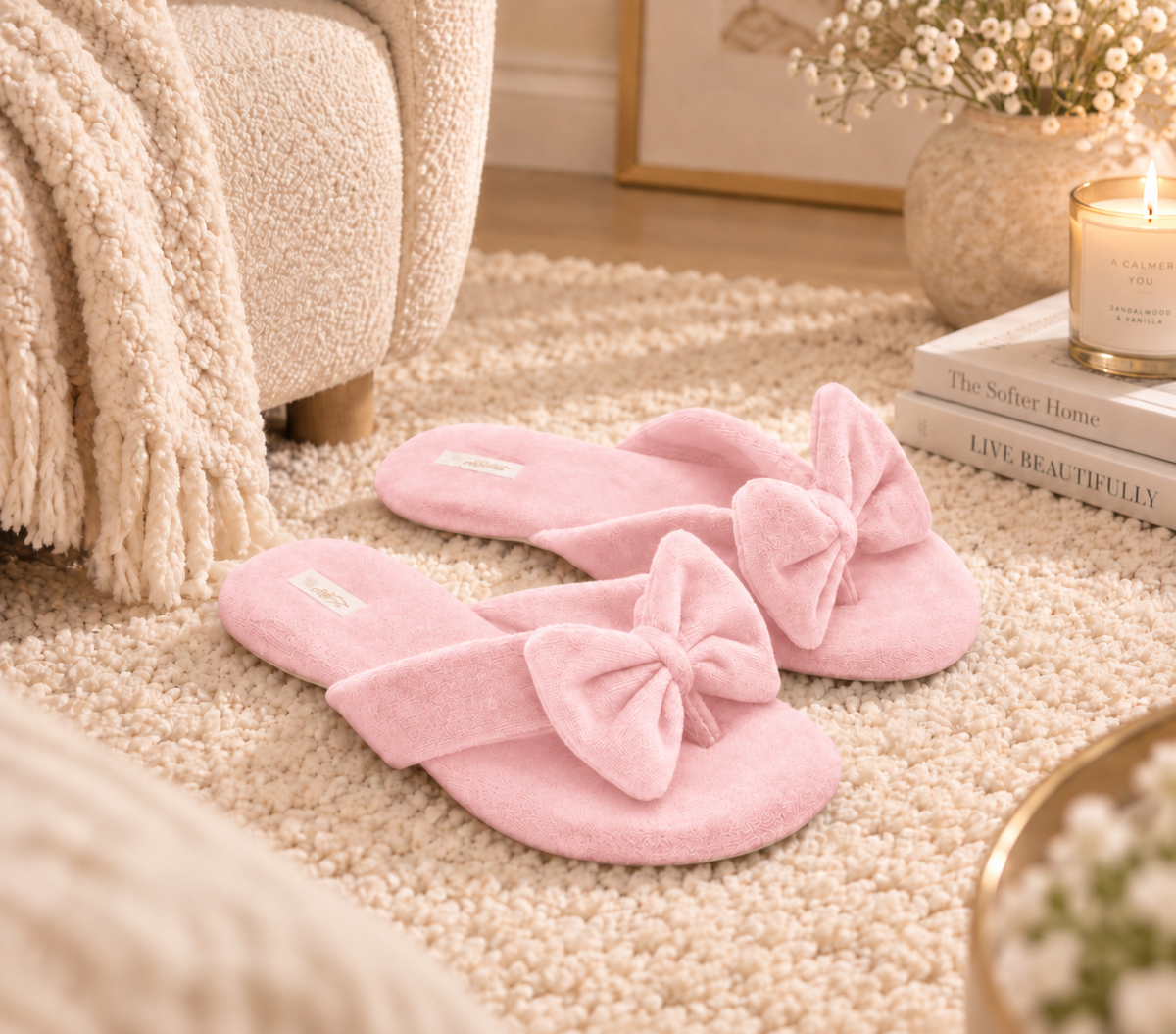 Chinelo de dedo plush rosa bebe Malu 