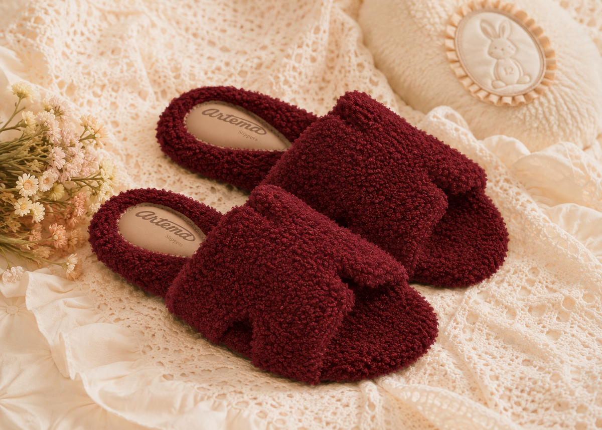 Pantufa Alice vinho felpudo Artema