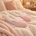 Pantufa fofinha com pelinhos Bianca rosa e branca