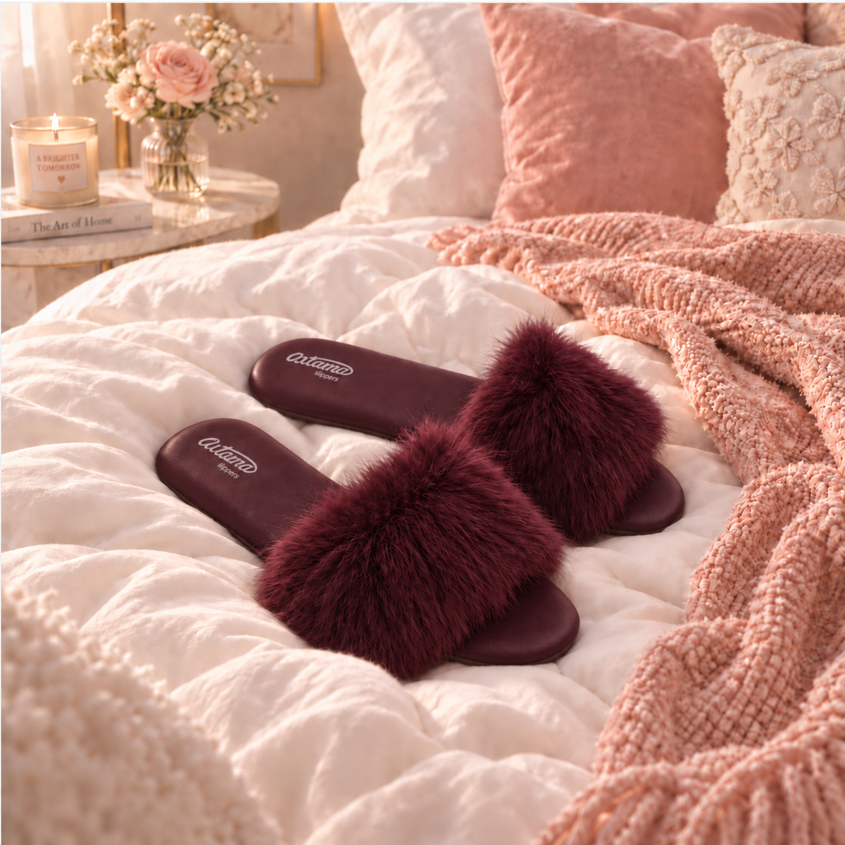 Pantufa Slip On Felpuda Isadora Bordô