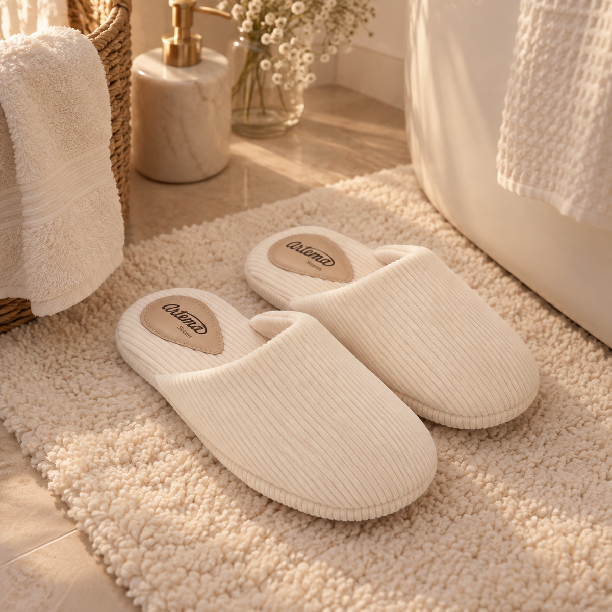 Pantufa Marina cotele branco