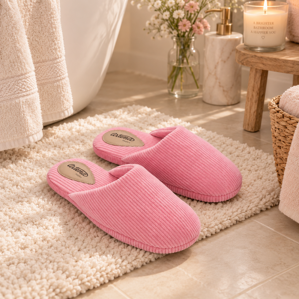 Pantufa Marina cotele rosa