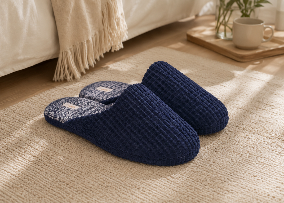 Pantufa Noah texturizada azul marinho Artema