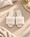 Pantufa Noiva Felpuda Bordada